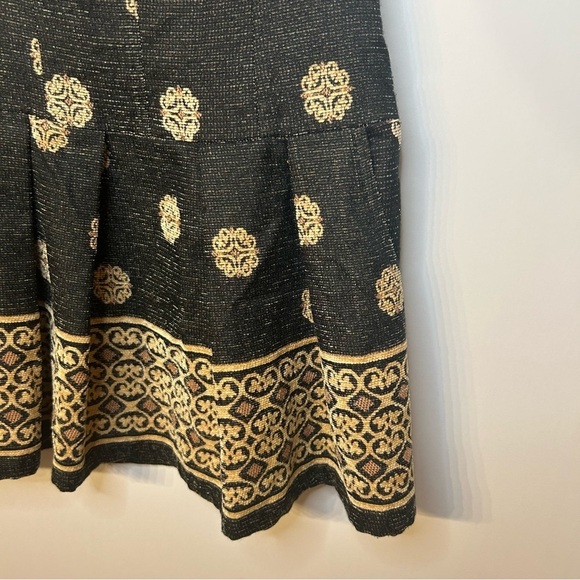 Free People Black and Tan Tapestry Sleeveless Fit and Flare Mini Dress, Size 0 - Picture 3 of 8